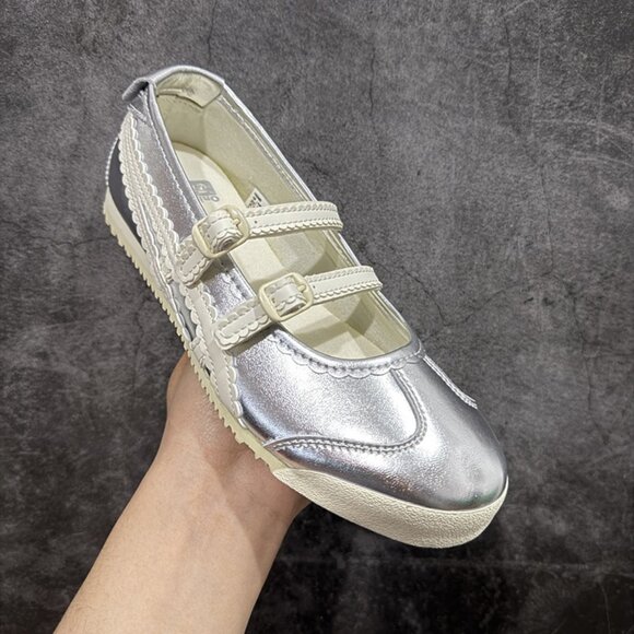 Onitsuka Tiger Mexico 66 Silver Mary Jane Sneakers - Picture 3 of 9